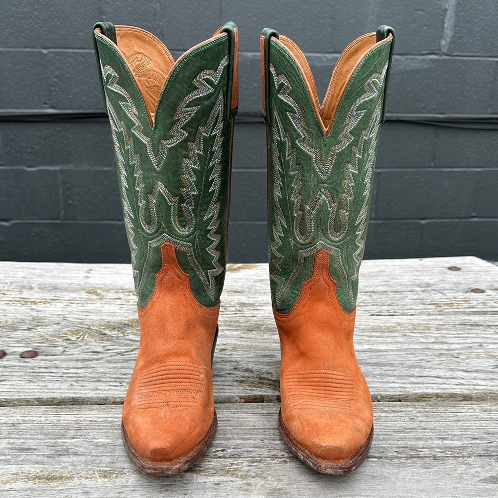 Lucchese Green Tan Cowgirl Boots 8.5